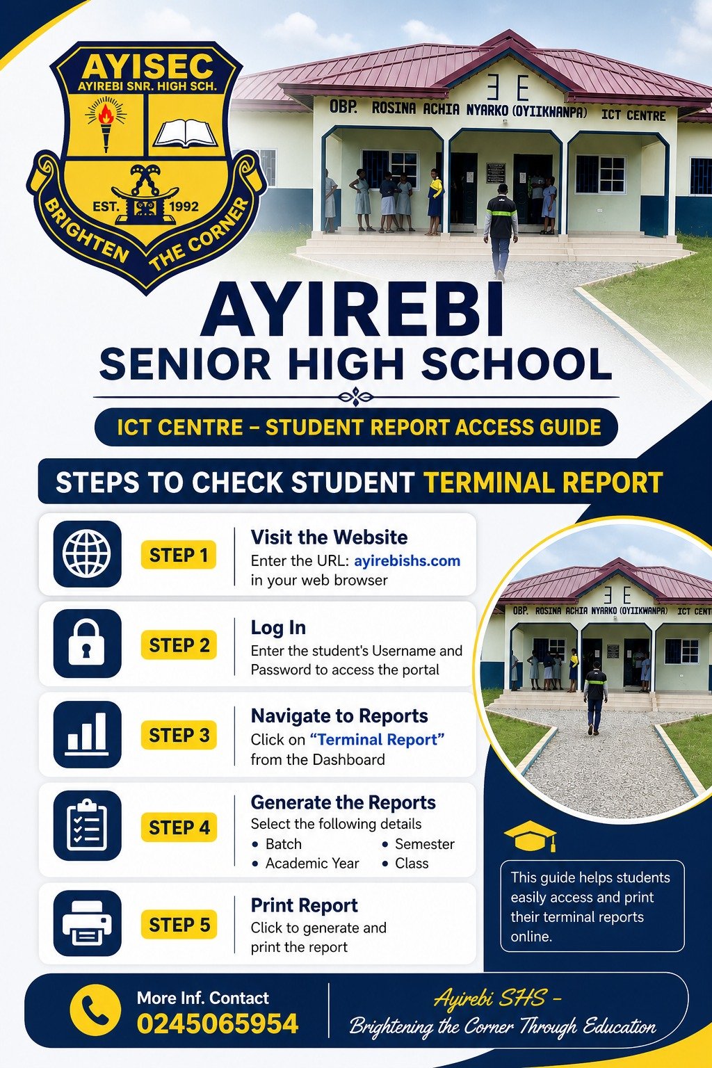 Ayirebi Senior High School — How To Print Your Report Online